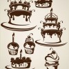 cartoon Cake elements Silhouettes vector