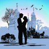 Romantic of City with People Silhouettes vector 02