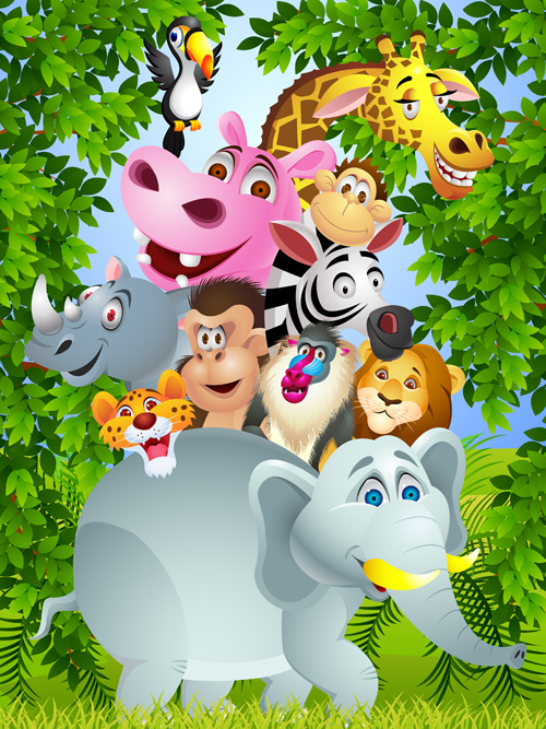Set of Cartoon Animal Paradise vector 04 - Vector Animal, Vector