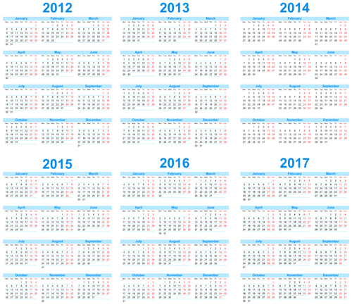 5 year calendar template