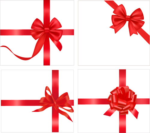Free EPS file Gift card with red ribbons design vector 04 download