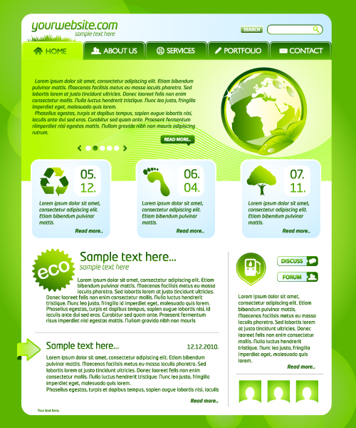 Green ECO Website Template Design Vector 01 Vector Web Design Free 