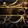 Set of Vintage Dark Golden Cards elements vector 04
