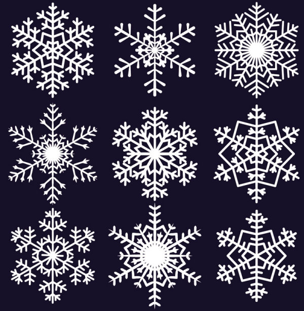 Free EPS file Different Snowflake pattern mix vector graphics 04 