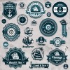 Marine labels and decor vector collection 04