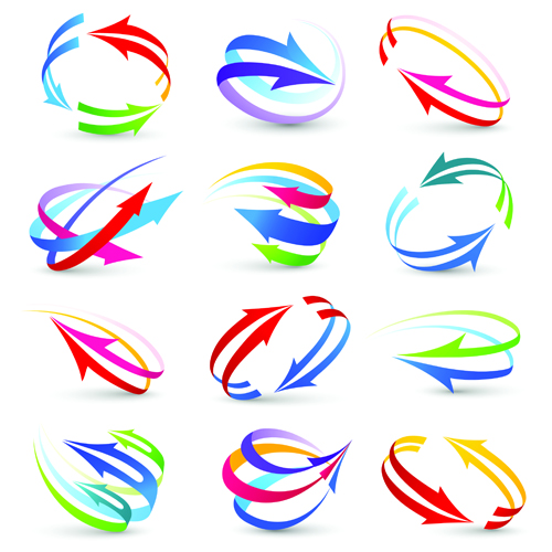 Free EPS file Modern 3D logos design elements vector 03 download