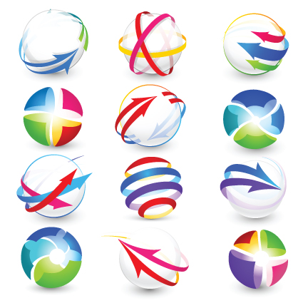 Free EPS file Modern 3D logos design elements vector 04 download