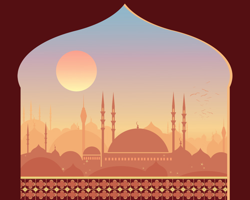 Mosque night backgrounds vector 05 - Vector Background free download