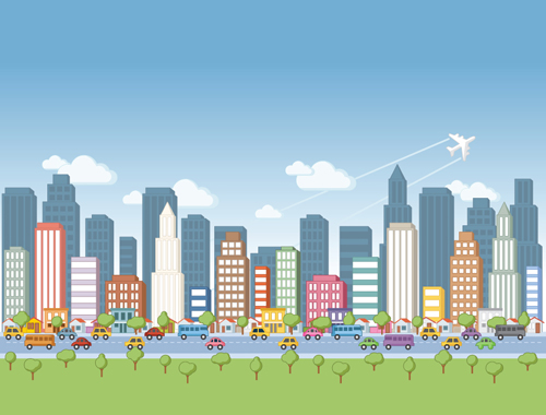 Cartoon City Landscape vector 01 - Vector Cartoon free download