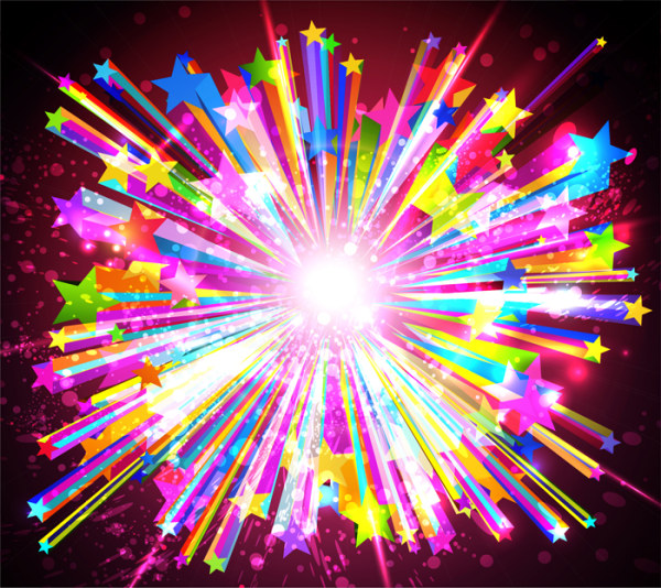 Free EPS file Fireworks Rainbow design vector 02 download