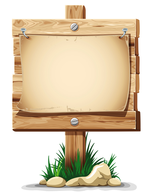 Wooden board with grass vector 05 free download