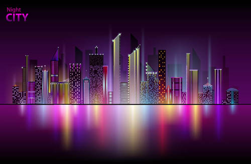 Beautiful night city vector 02 - Vector Scenery free download