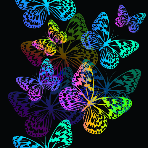 Colorful Butterflies design vector 01