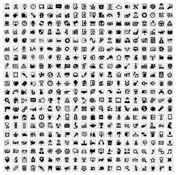 Huge Collection Of Black And White Icons Vector 16 Free Download