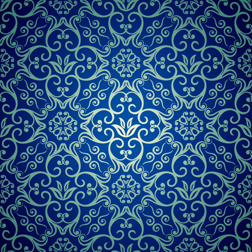 Free EPS file Blue floral seamless pattern design vector download