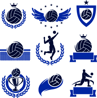 Volleyball logos illustration design vector free download