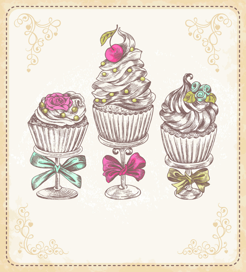 cupcakes vector file creative   font vintage vintage vintage labels download 01  cupcake name
