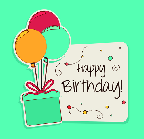 Cartoon style Happy Birthday greeting card template 03 - Vector