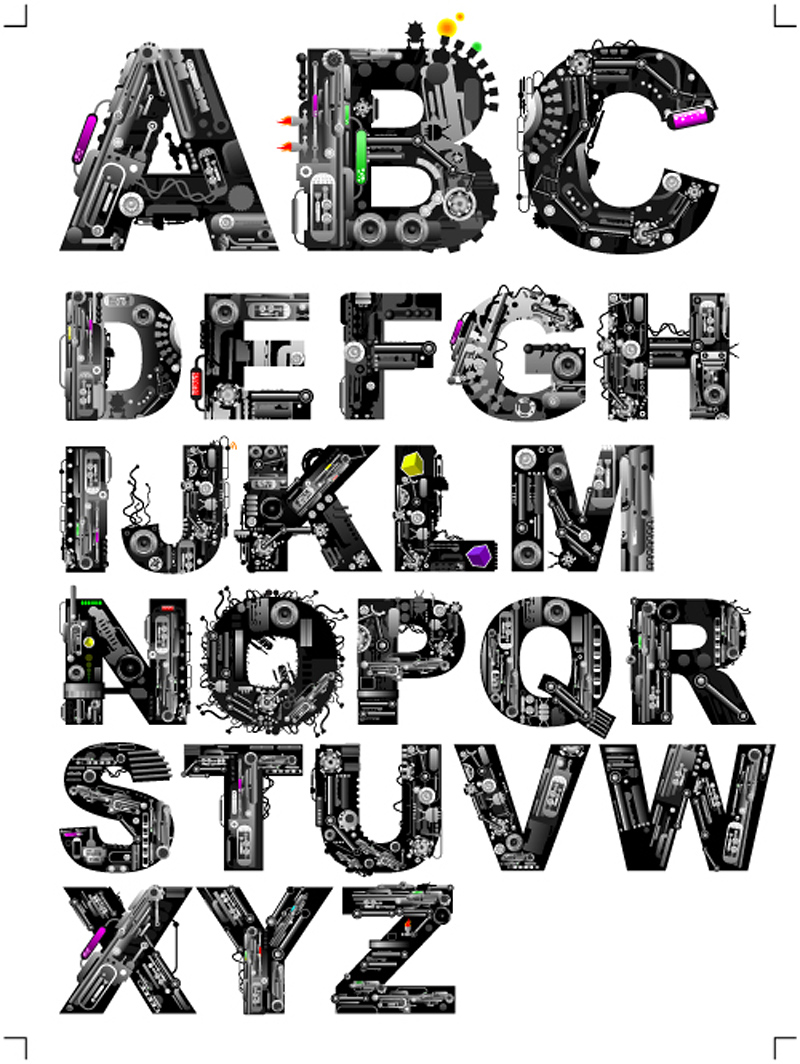 ... elements alphabet vector - Vector Font, Vector Music free download