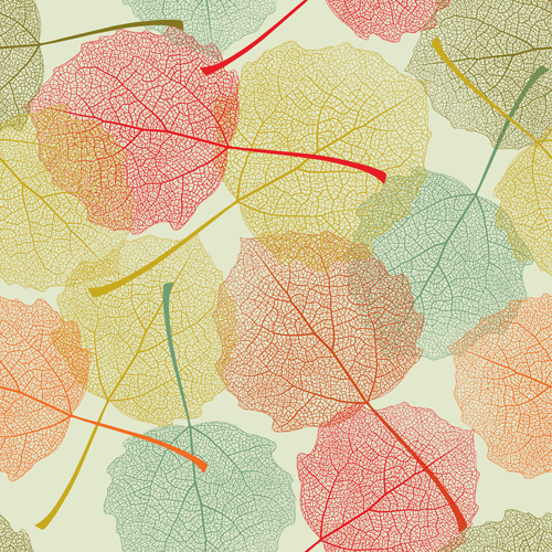 Beautiful autumn leaves vector seamless pattern 03 - Vector ...
