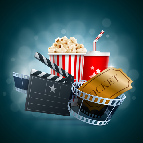 Popcorn with film elements vector background 01 - Vector Background