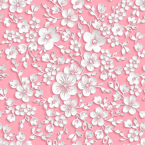 Beautiful paper flower seamless pattern vector 01 Vector Flower free