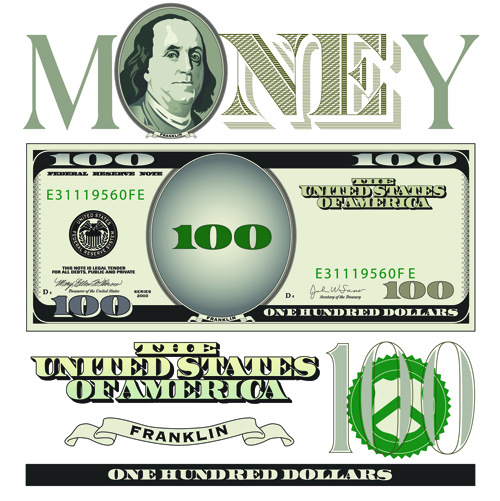 Vector money with dollars design template 02 Vector Business free