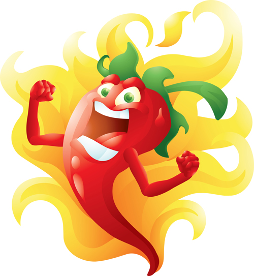 Funny hot pepper cartoon styles vector 09 - Vector Cartoon, Vector Food
