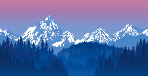 Mysterious snow mountain landscape vector graphics 04 - Vector Scenery