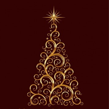Golden Floral Christmas Tree Vector Graphic - Vector ...
