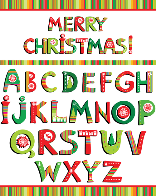 Christmas alphabet letters design vector set 02 Vector Christmas free
