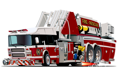 Cartoon fire truck vector material 10 - Vector Car, Vector Cartoon free