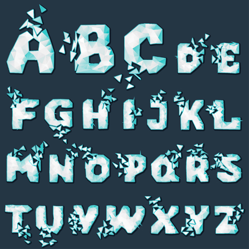 Cracked ice alphabets vectors free download