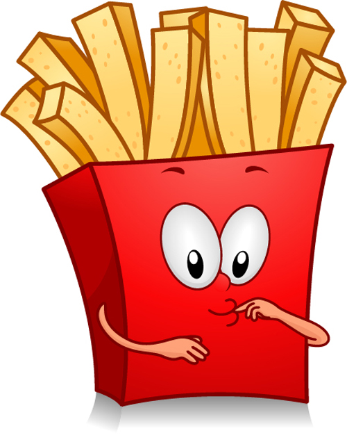 Funny french fries cartoon vector 02 - Vector Cartoon, Vector Food free