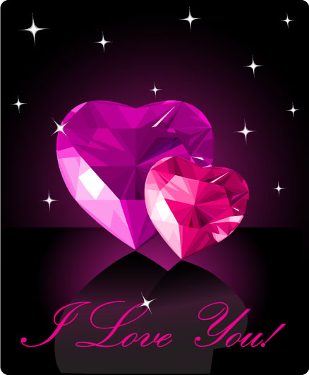Shining diamond heart valentines day cards vector 05 - Vector Card ...