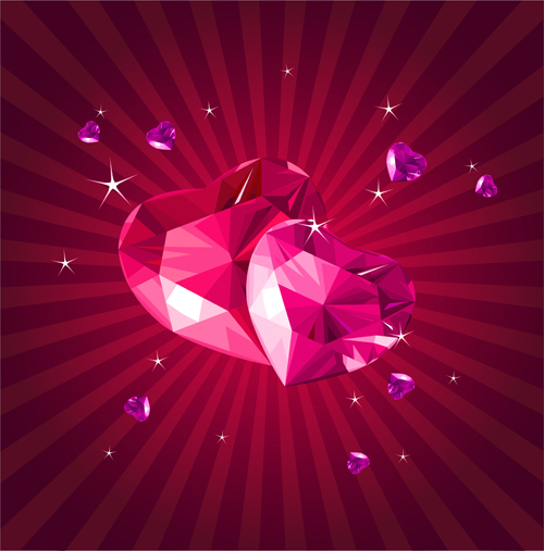 Shining diamond heart valentines day cards vector 07 - Vector Card ...