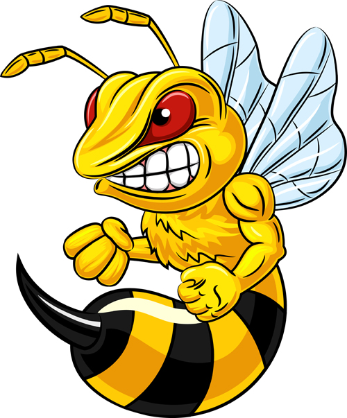 Cartoon angry bee vector illustration 03 Vector Animal free download