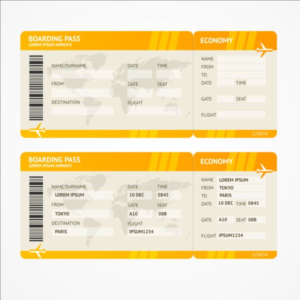 Free Editable Airline Ticket Template