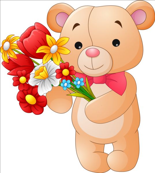 teddy bear with flowers clipart - photo #1