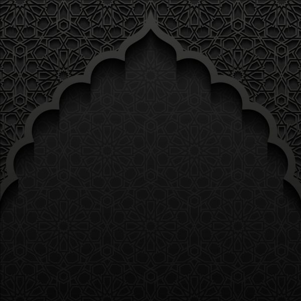 Islamic mosque with black background vector 03 free download