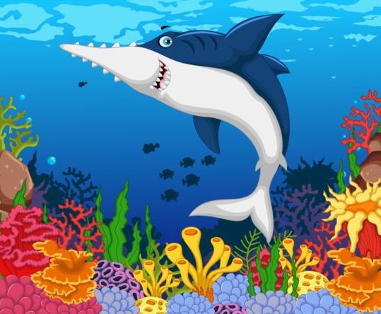 Cartoon underwater world beautiful vector 10 free download