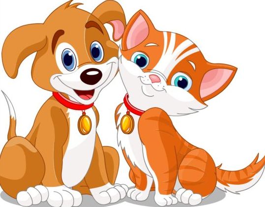Cute dog with cat vector illustration