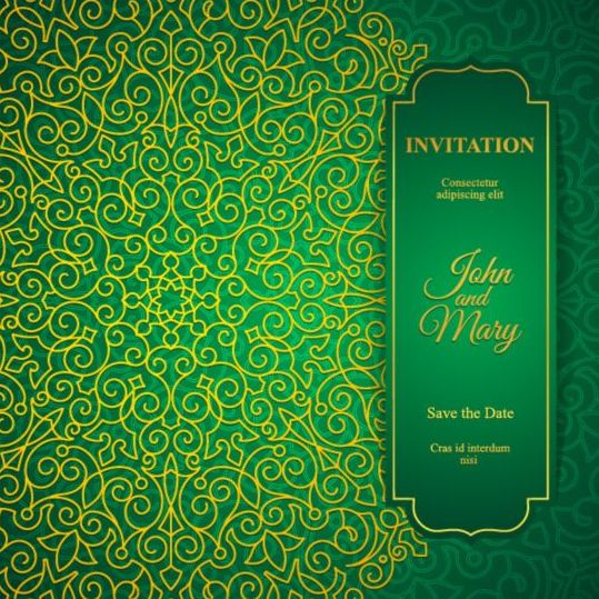 Orante green wedding invitation cards design vector 12