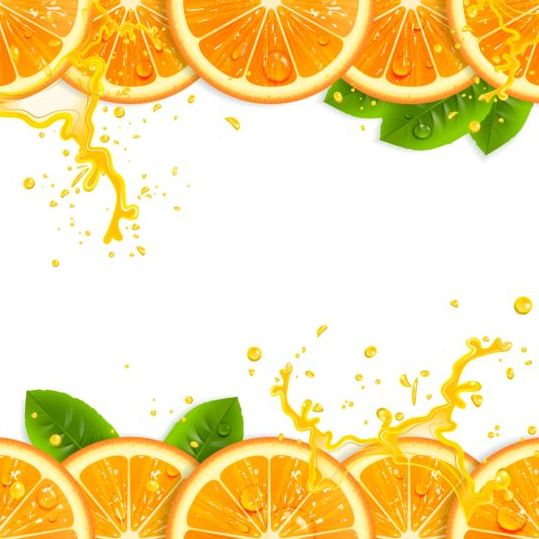 Fresh orange with juice background vector 03
