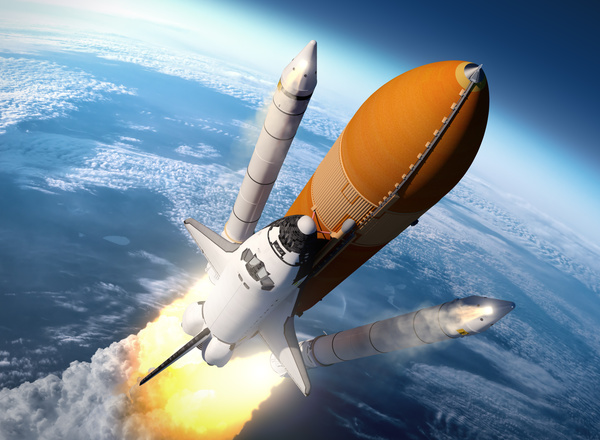 Carrying the space shuttle took off the rocket and the earth - Space