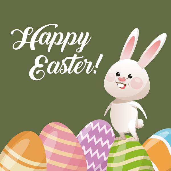 Happy easter card with cartoon bunny vector 15 - Vector Animal free