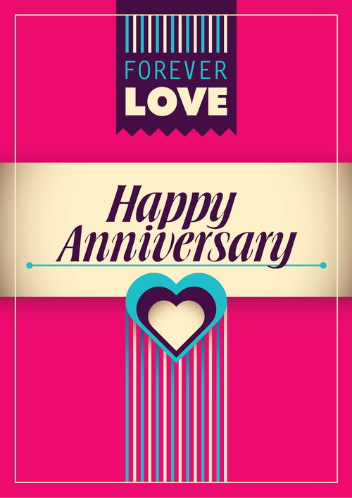 Happy Anniversary Poster Vintage Template Vector Vector Cover Free Download