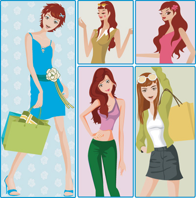 Vector shopping women vector MM shopping bags female fashion EPS format 