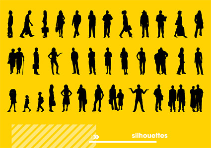 Various silhouettes people 