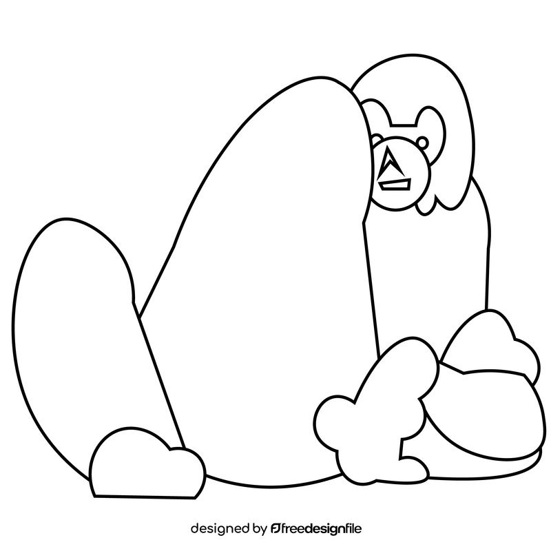 Orangutan sitting black and white clipart